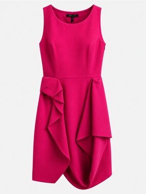 BCBGMAXAZRIA Hot Pink Cocktail Dress Size 10 Draped Sleeveless Designer Party